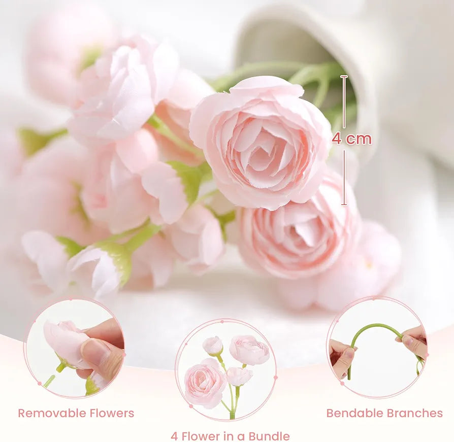 30Pcs Artificial Silk Ranunculus Flowers for DIY Bouquets