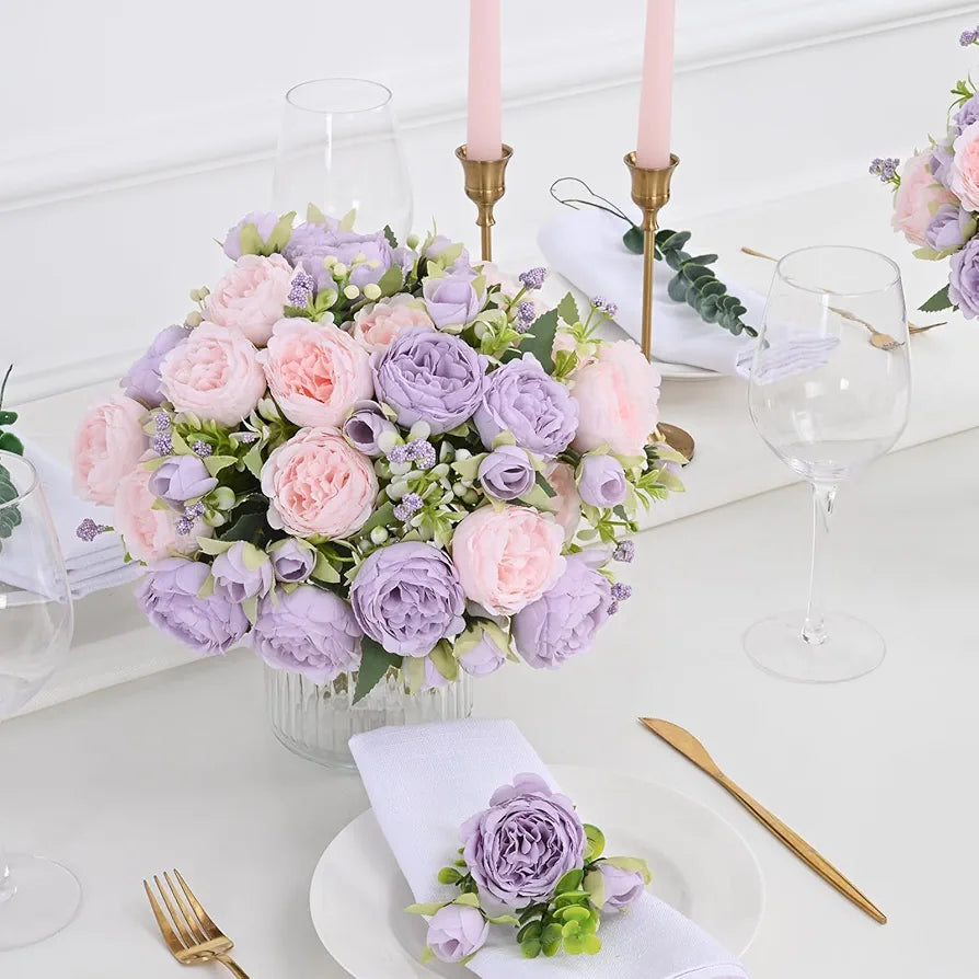 2-Pack Artificial Silk Peony Bouquet