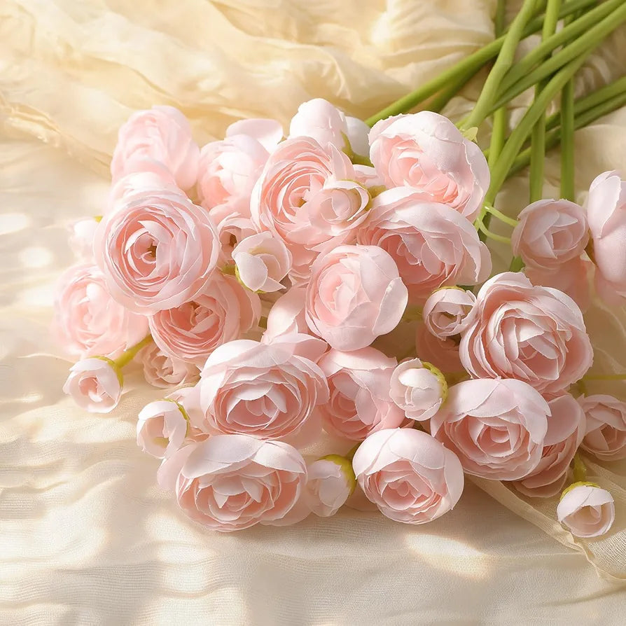 30Pcs Artificial Silk Ranunculus Flowers for DIY Bouquets