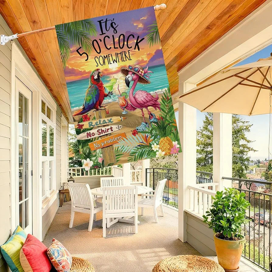 Flamingo Its 5 O'Clock Somewhere 28x40 Yard Flag