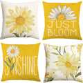 Yellow Daisy Sunflower Throw Pillow Covers 18x18 Set of 4