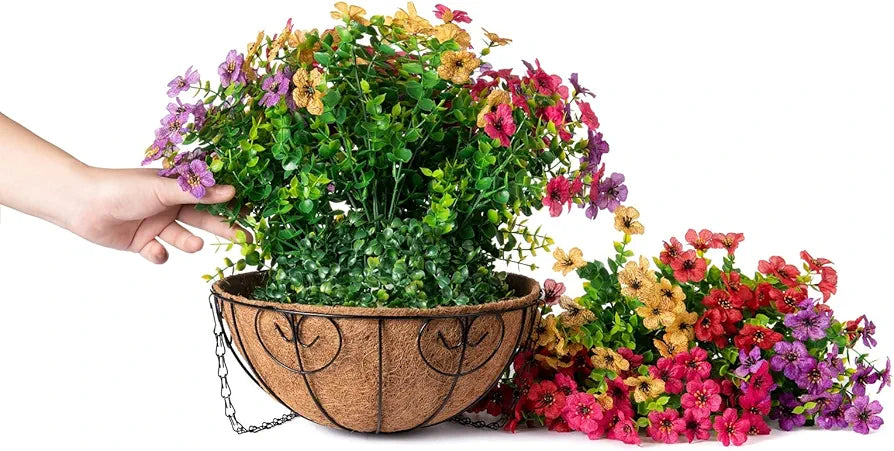 Artificial Hanging Flower Basket for Outdoor Decor