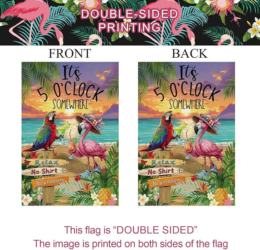 Flamingo Its 5 O'Clock Somewhere 28x40 Yard Flag