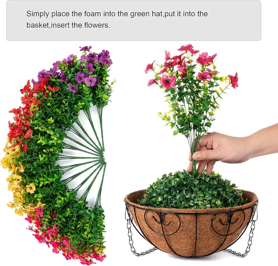 Artificial Hanging Flower Basket for Outdoor Decor