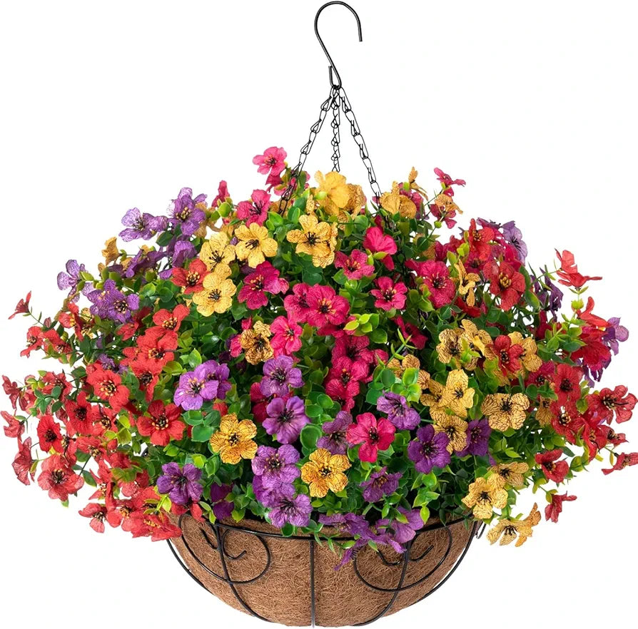 Artificial Hanging Flower Basket for Outdoor Decor