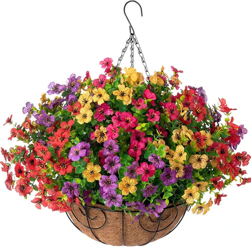 Artificial Hanging Flower Basket for Outdoor Decor