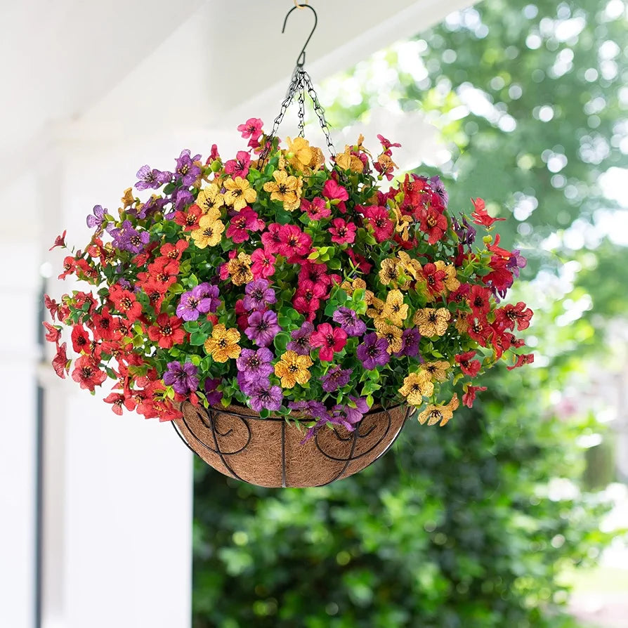 Artificial Hanging Flower Basket for Outdoor Decor